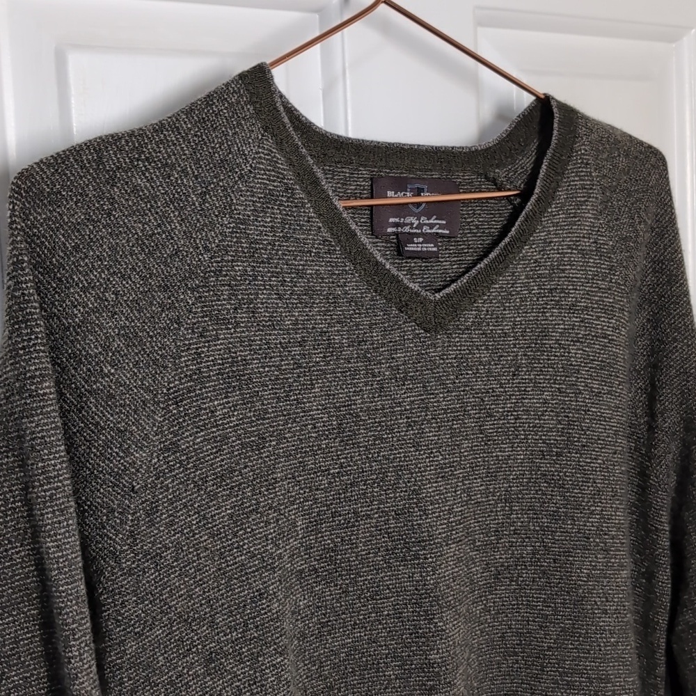 Black Brown 100% 2 Ply Cashmere Sweater Men's Size Sm Green